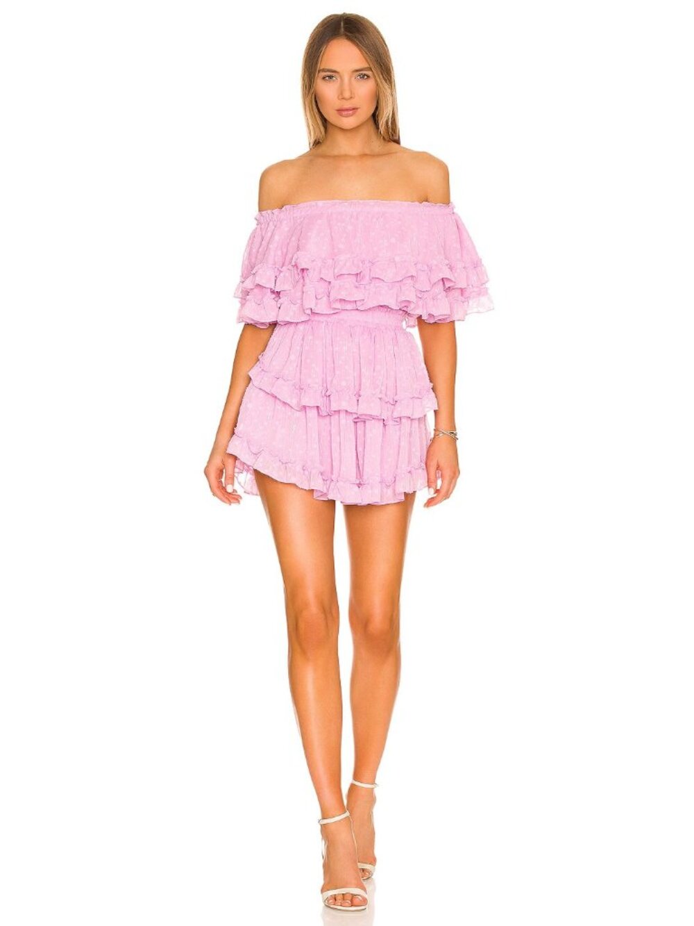 MISA Los Angeles x REVOLVE Isella Dress in Light Pink Clip Dot